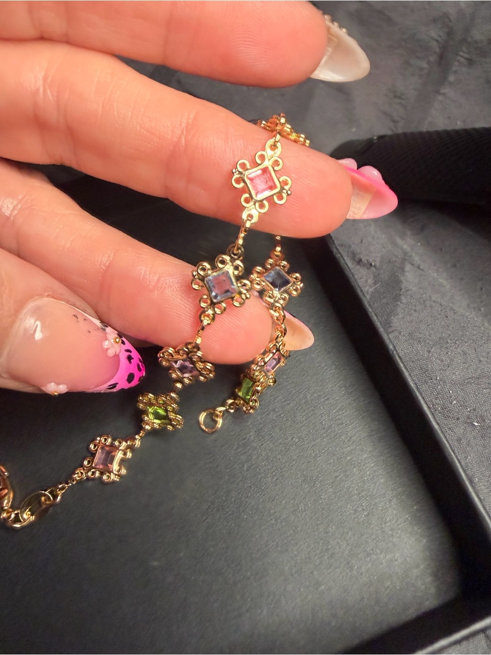 Gold Filled Multicolor Baguette CZ Bracelet | Adjustable